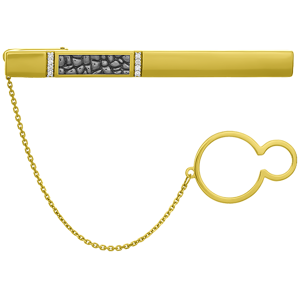 Зажим для галстука с бриллиантами, желтое золото