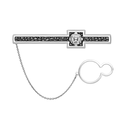 Зажим для галстука с бриллиантом, белое золото 1