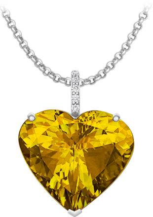 Подвес с жёлтым сапфиром и бриллиантами, белое золото 1