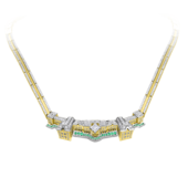 Колье с бриллиантами и изумрудами, желтое золото