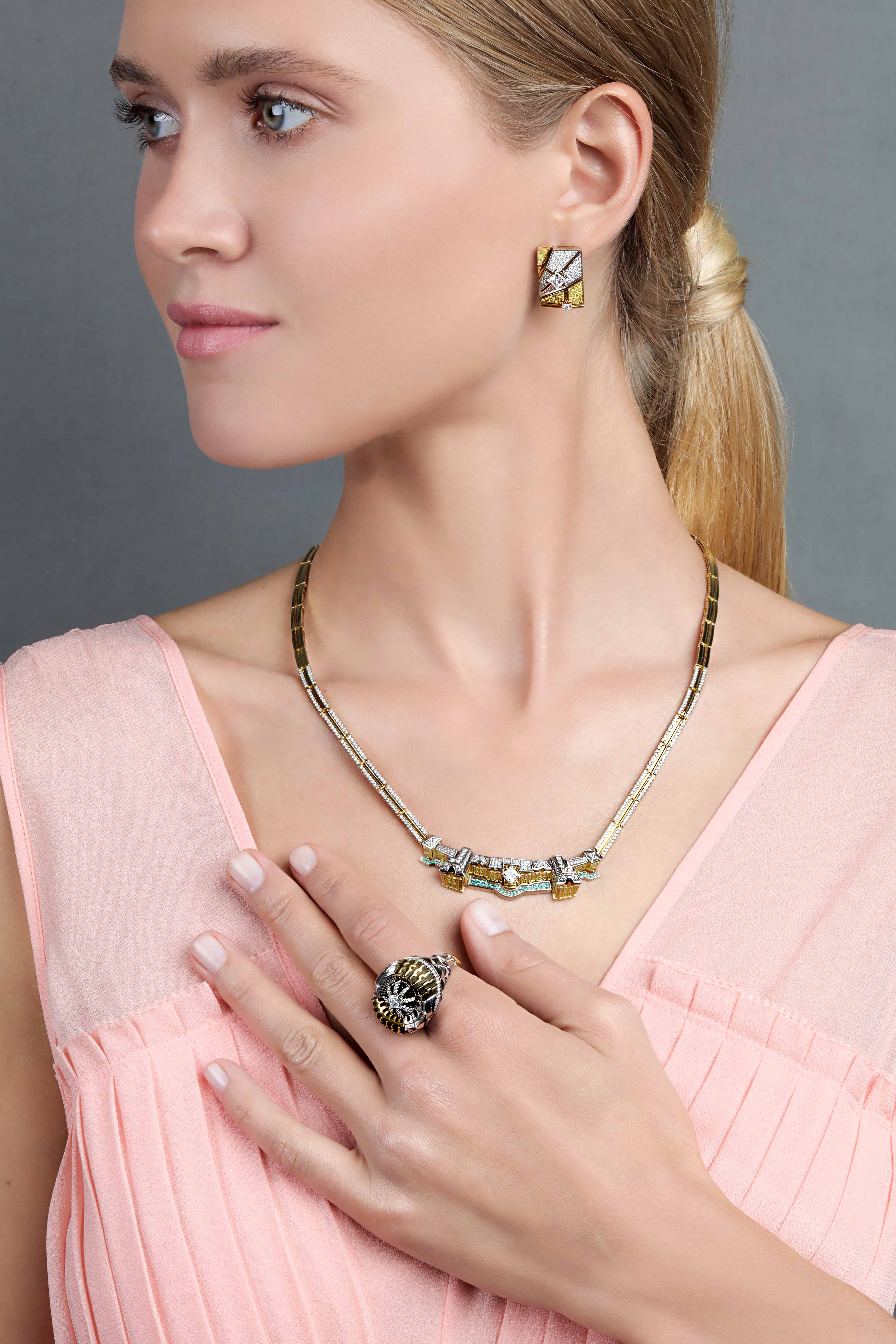 Серьги с бриллиантами, жёлтое и белое золото