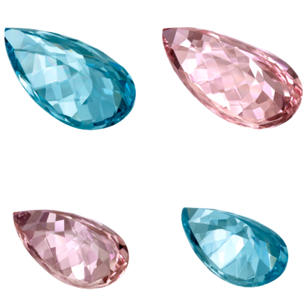 Сет из двух морганитов (5,05ct и 2,86ct) и двух аквамаринов (4,64ct и 2,61ct), Груша 2