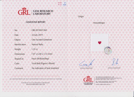 Сет из двух рубинов, MOZAMBIQUE, UNHEATED, Сердце 1,58ct/ 1,35ct 4