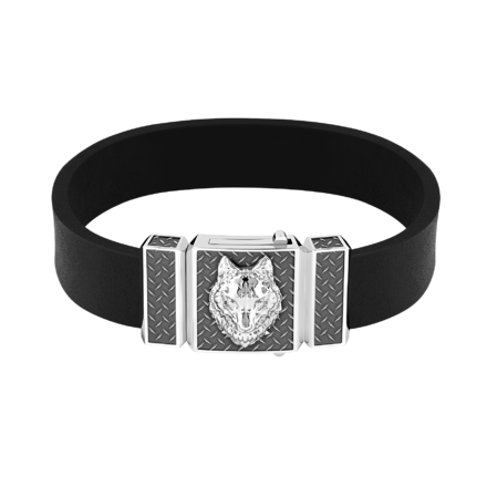 Браслет, белое золото, натуральная кожа 1