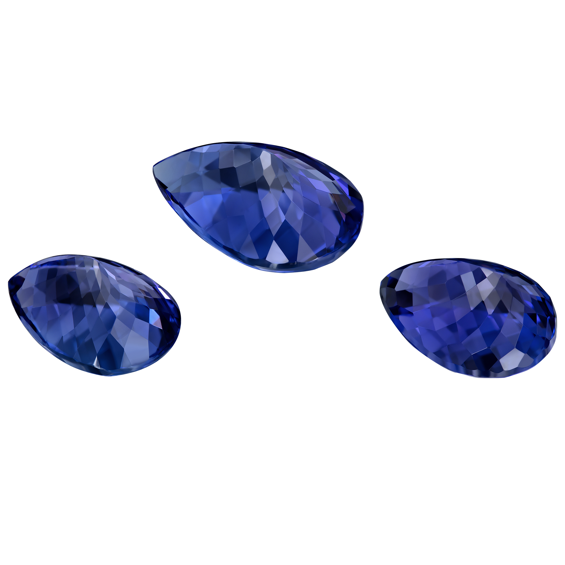 Сет из трёх танзанитов, Груша, 2-10,40ct/ 1-7,04ct