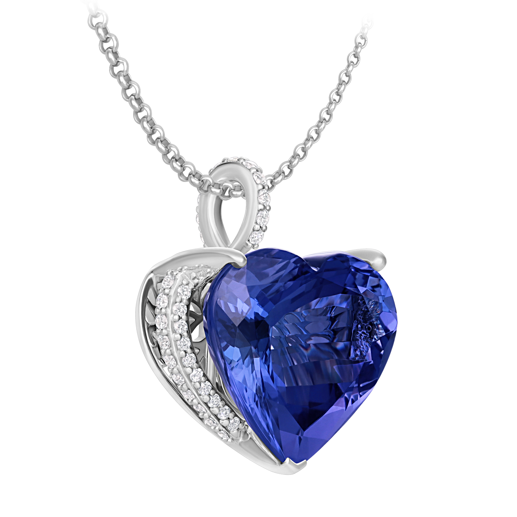 Подвес с танзанитом и бриллиантами, белое золото