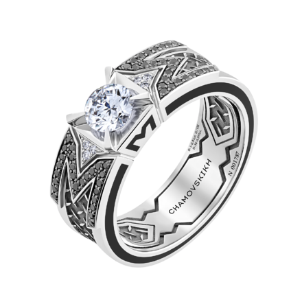 Кольцо с бриллиантами, белое золото, н.керамика 1