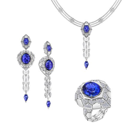 Сет с танзанитами и бриллиантами, белое золото, н.керамика 1