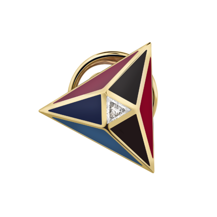 Нагрудный знак с бриллиантом, жёлтое золото 585 пробы, н.керамика 1