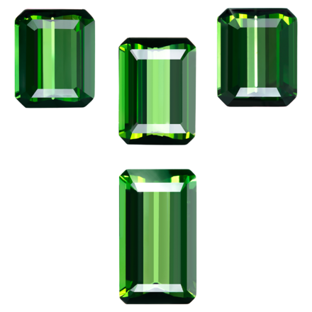 Сет из четырех верделитов 2-8.72ct (10.8мм*8.80мм), 1-3.93ct (11.50мм*8.30мм), 1-5.05ct (14.50мм*8.30мм) 1