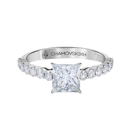 Помолвочное кольцо с бриллиантами, белое золото 2