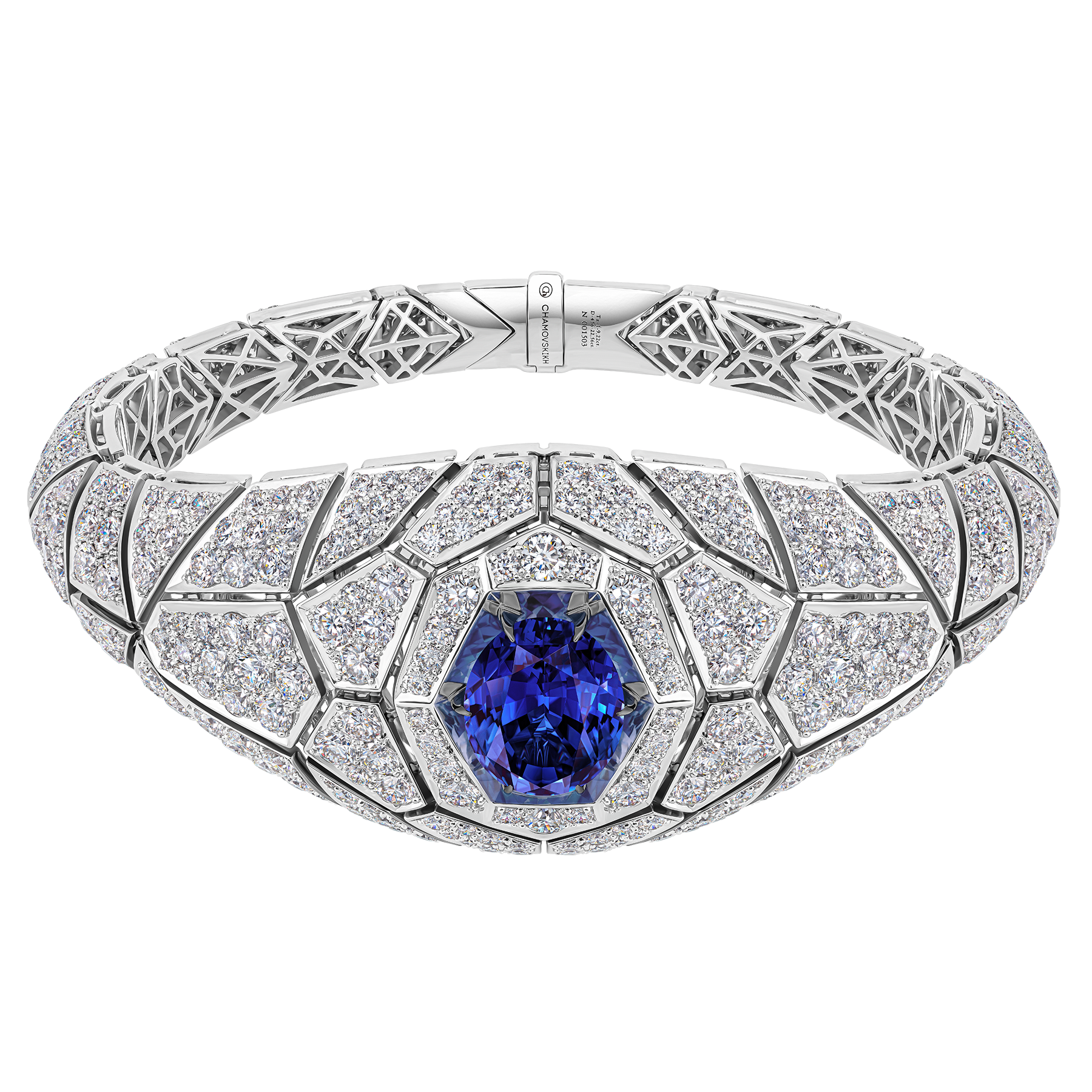 Браслет с танзанитом и бриллиантами, белое золото