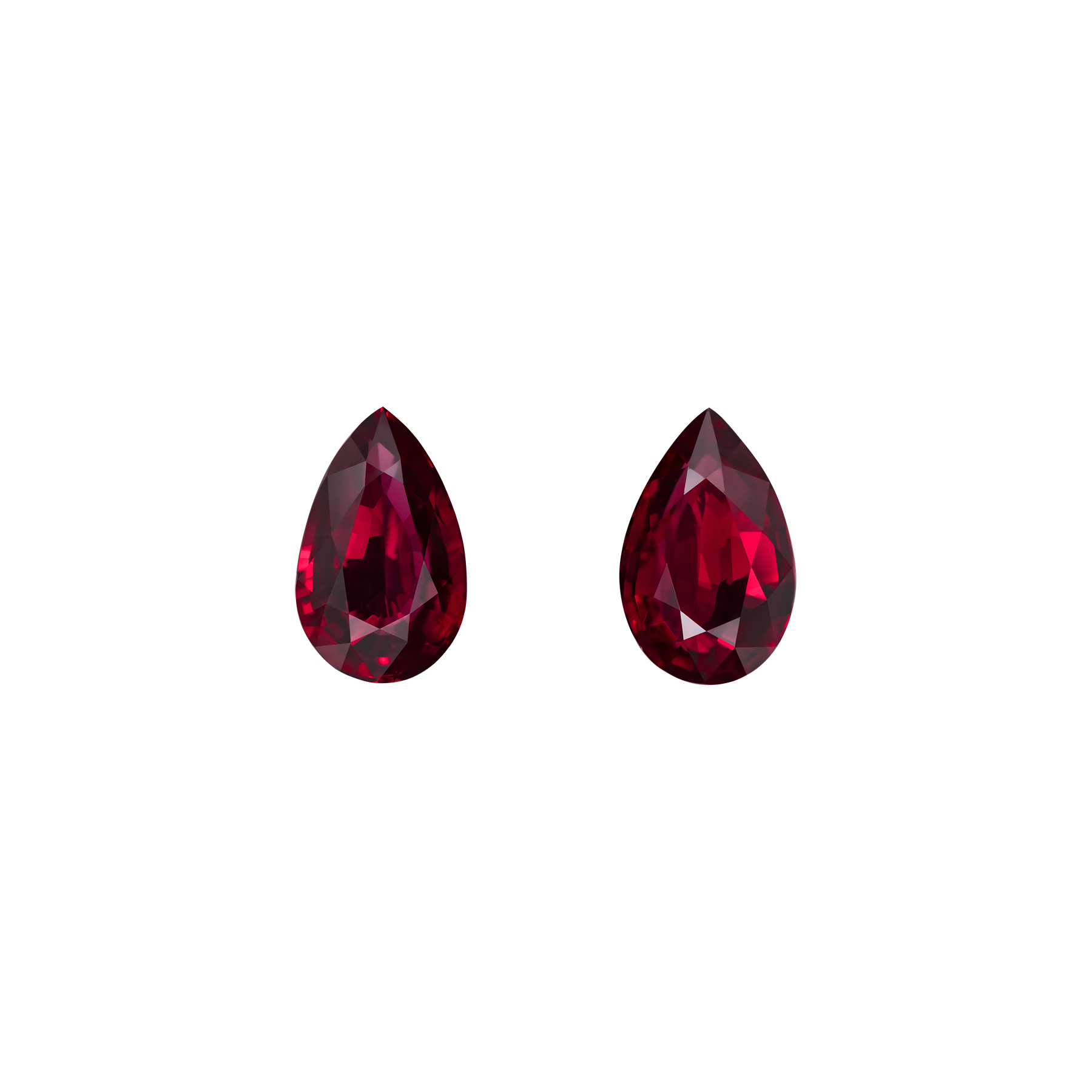 Сет из двух рубинов, MOZAMBIQUE, UNHEATED, Груша 2,37ct/ 2,20ct
