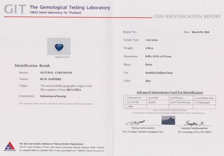 Сет из двух сапфиров, SRI LANKA, Сердце, 4,50ct/ 3,96ct 4