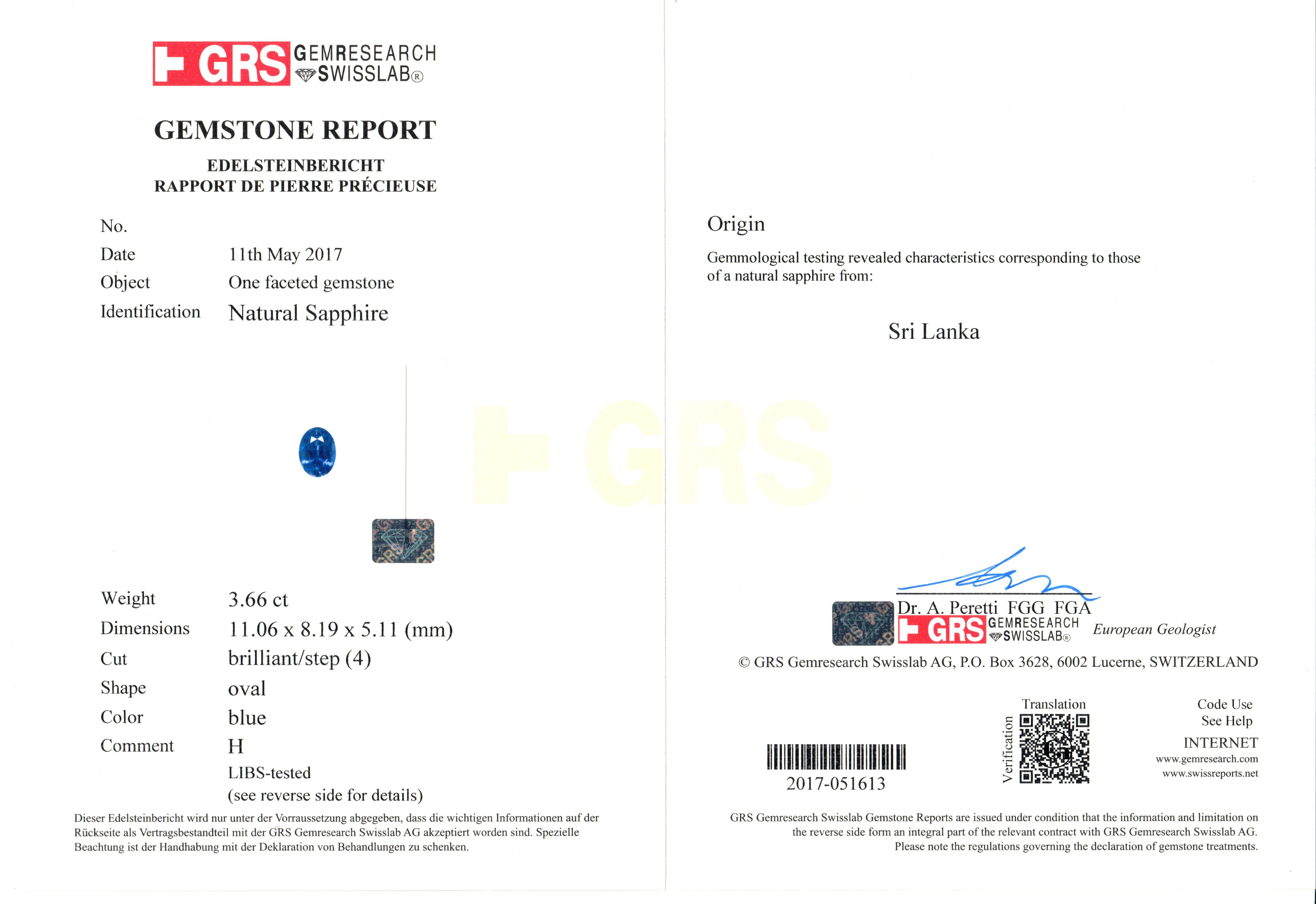 Сет из двух сапфиров, SRI LANKA, Овал, 3,66ct/ 3,13ct