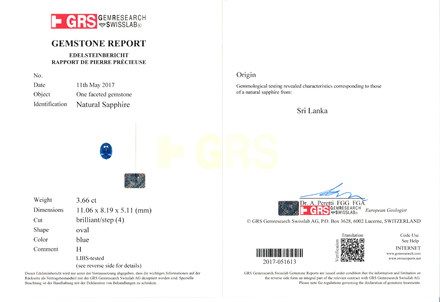 Сет из двух сапфиров, SRI LANKA, Овал, 3,66ct/ 3,13ct 4