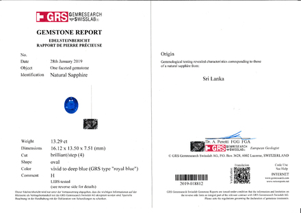 Сапфир, SRI LANKA, Овал, 13,29ct 3