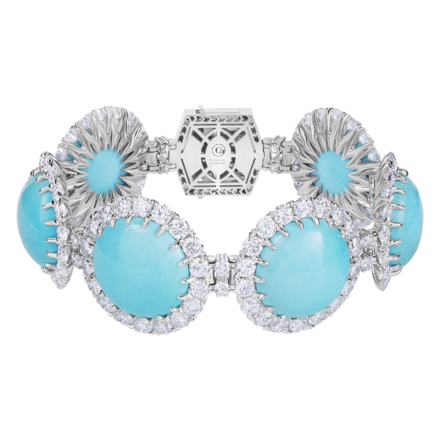 Браслет с бирюзой и бриллиантами, белое золото 1