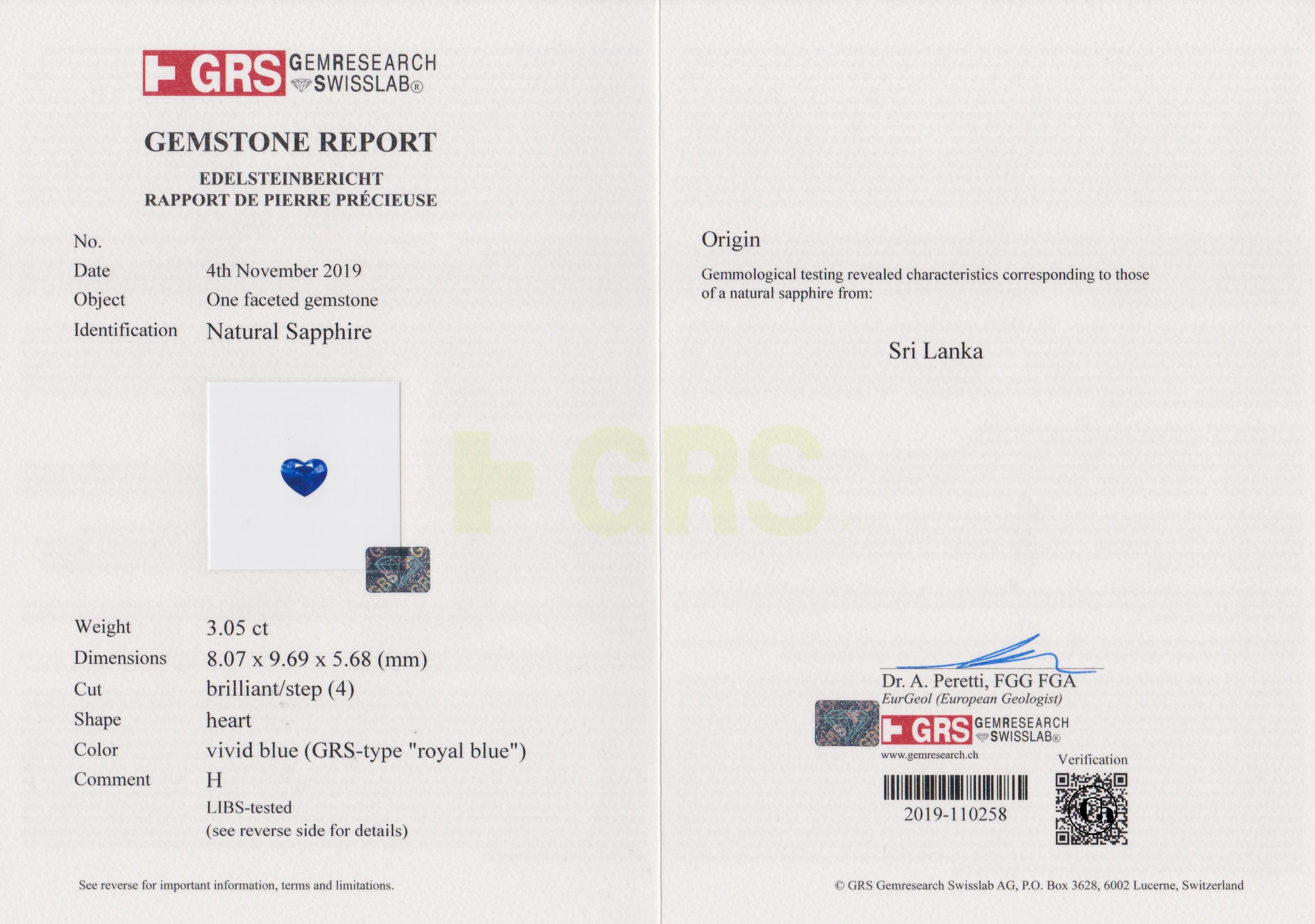 Сет из двух сапфиров, SRI LANKA, Сердце, 3,05/ 3,29ct