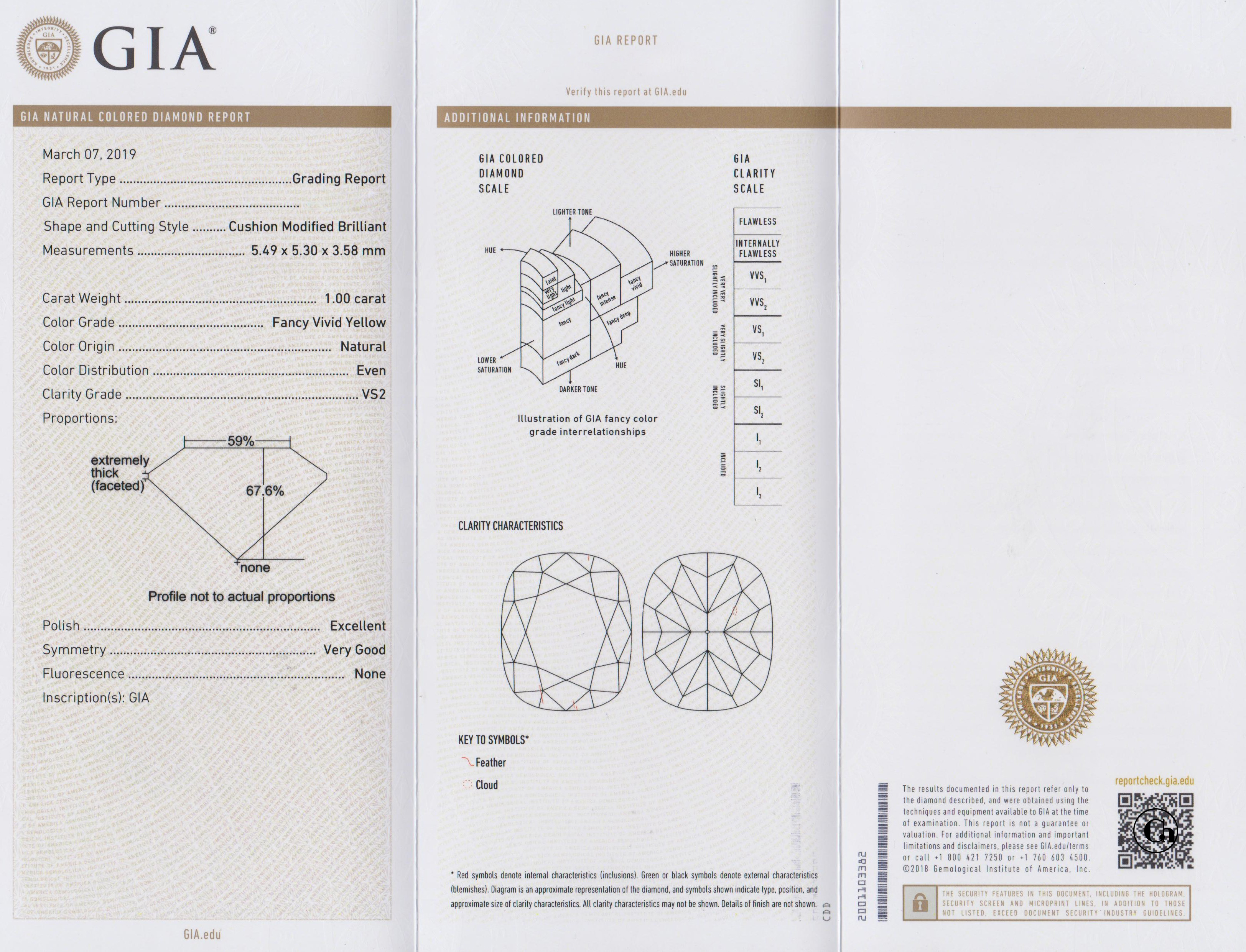 Сет из двух жёлтых бриллиантов, Кушон, 1.01/1.00ct