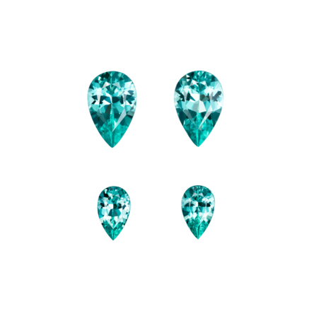 Сет из четырёх турмалинов, Груша, 2- 1,48ct/ 1,43ct; 2- 0,46ct/ 0,44ct 1