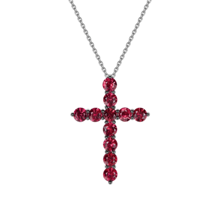 Колье с рубинами и бриллиантом, белое золото 1