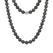 Колье с черным жемчугом и бриллиантами, белое золото