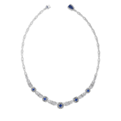 Колье с сапфирами и бриллиантами, белое золото
