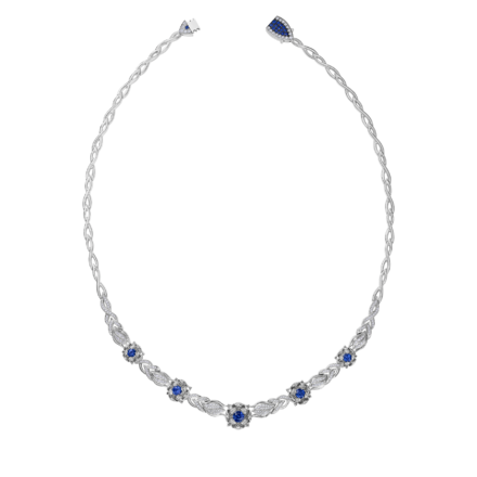 Колье с сапфирами и бриллиантами, белое золото 1