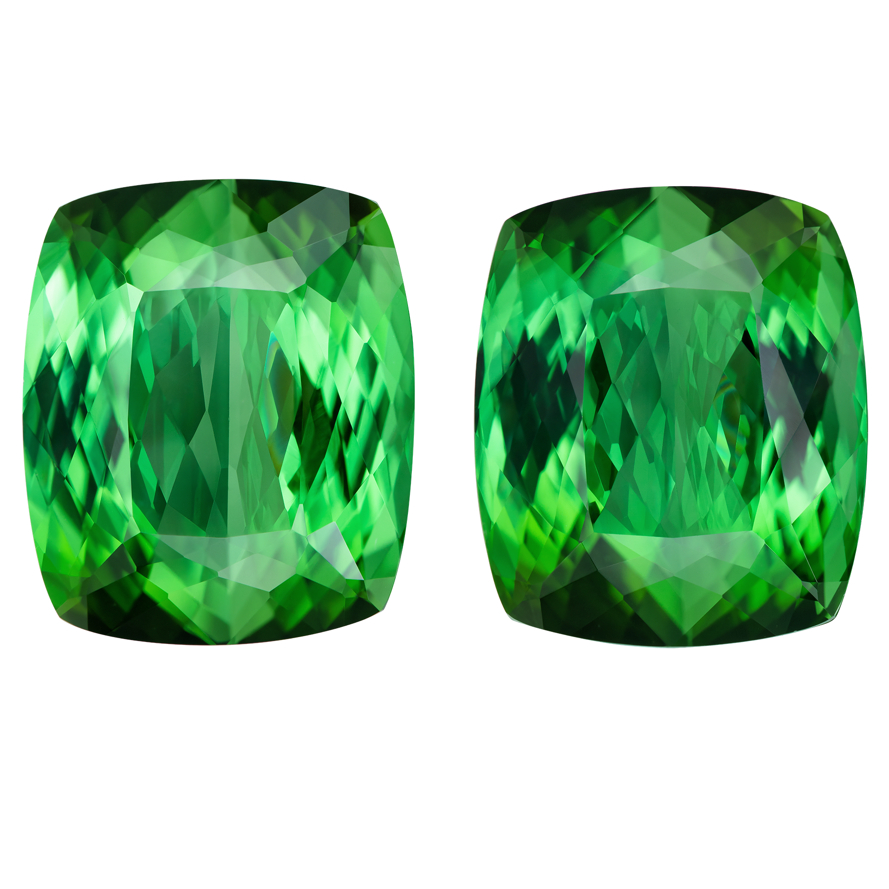 Сет из двух турмалинов верделитов, Кушон, 2 шт. 33,33ct