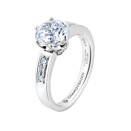 Помолвочное кольцо с бриллиантами, платина 1