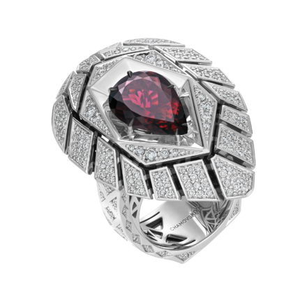 Кольцо с турмалином и бриллиантами, белое золото 1