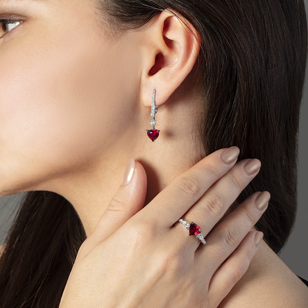 Серьги с рубинами и бриллиантами, белое золото 2