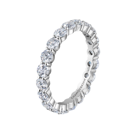 Обручальное кольцо с бриллиантами, белое золото 1