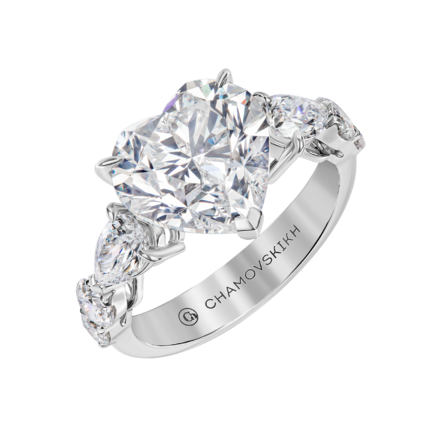 Кольцо с бриллиантами, белое золото 1