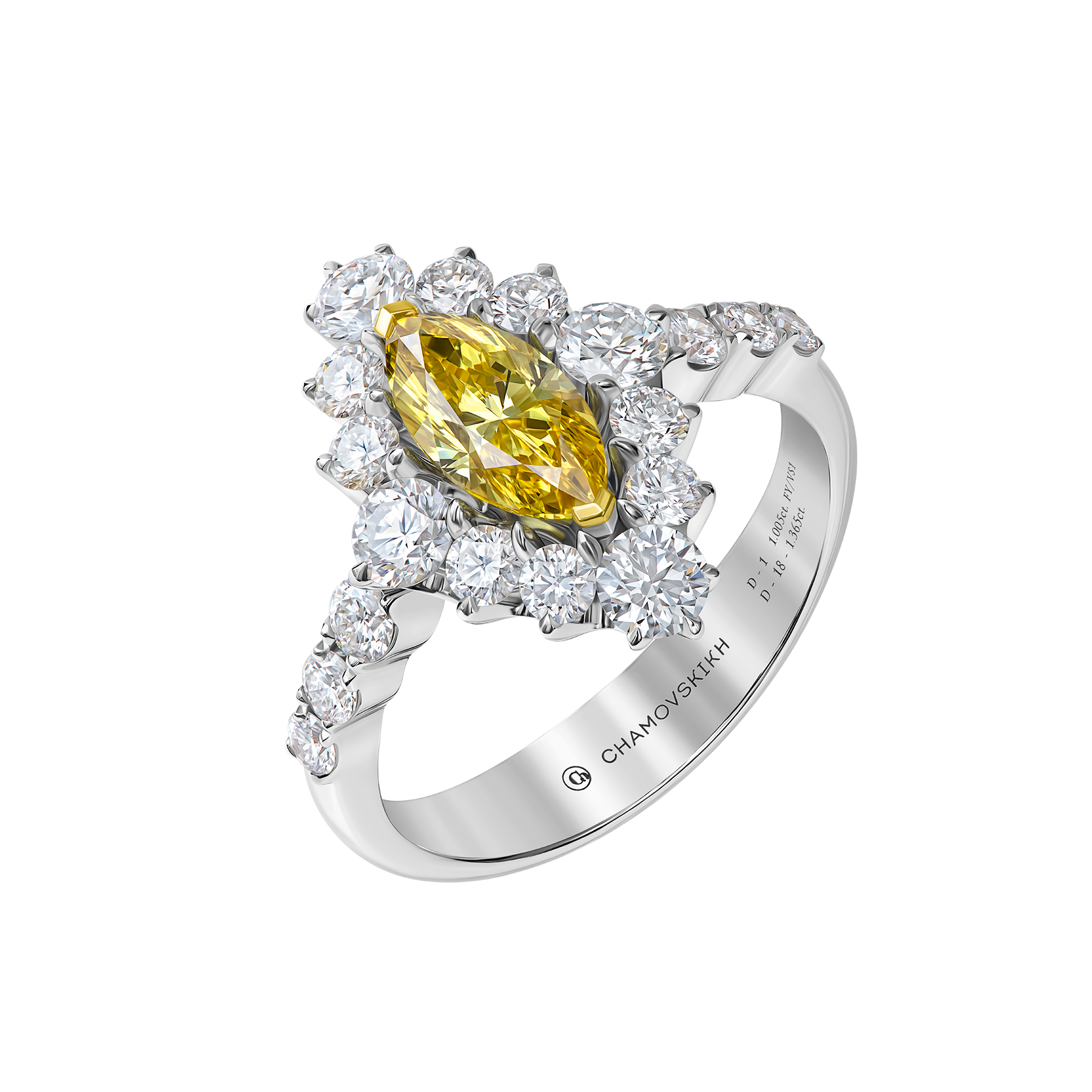 Кольцо с бриллиантами, белое золото