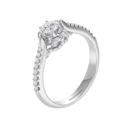 Помолвочное кольцо с бриллиантами, белое золото 1