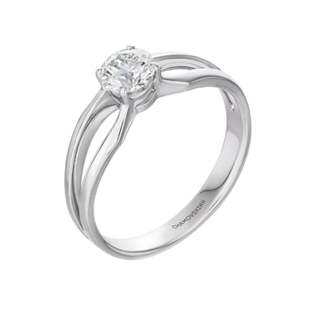 Кольцо с бриллиантом, белое золото 1