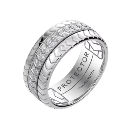 Кольцо с бриллиантами, белое золото 1