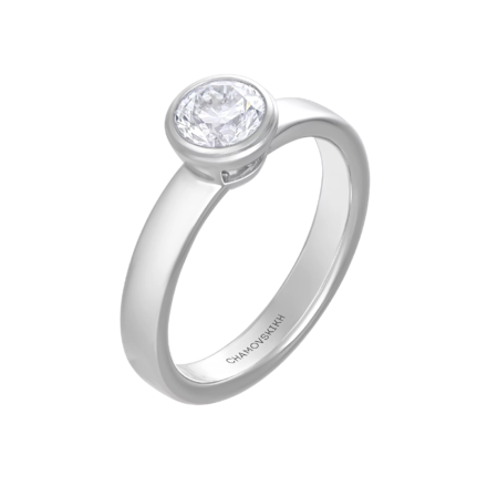 Помолвочное кольцо с бриллиантом, белое золото 1