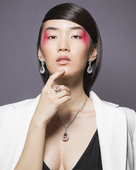 Кольцо с морганитом и бриллиантами, белое золото