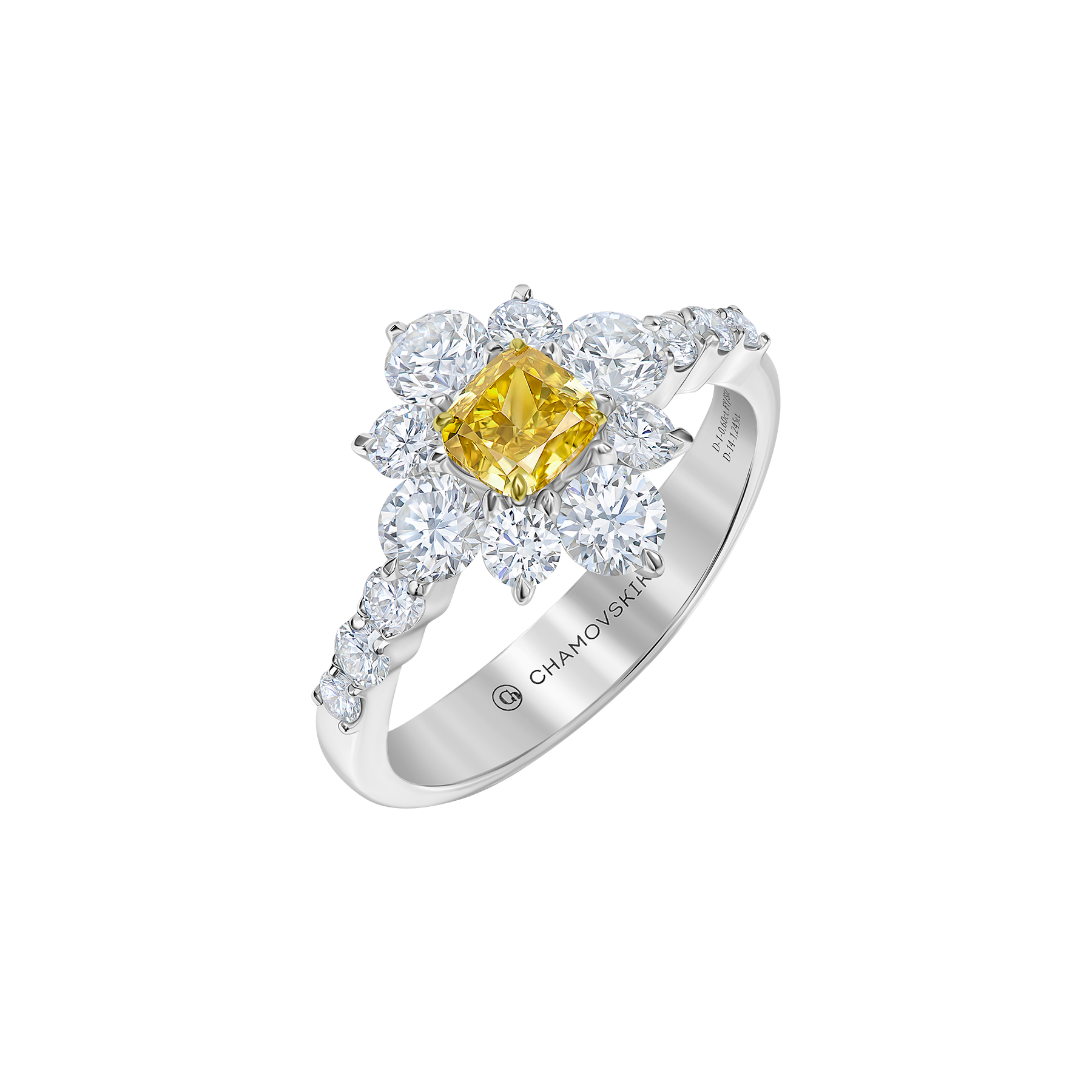 Кольцо с бриллиантами, белое золото