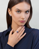 Кольцо с сапфиром и бриллиантами, белое золото