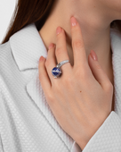 Кольцо с бриллиантами, белое золото, н.керамика