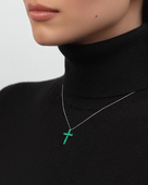 Колье с изумрудами и бриллиантом, белое золото