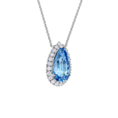 Колье с аквамарином и бриллиантами, белое золото