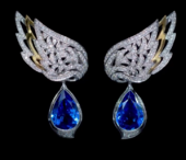 Серьги с танзанитами и бриллиантами, белое золото