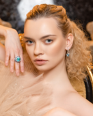 Серьги с аквамаринами и бриллиантами, белое золото