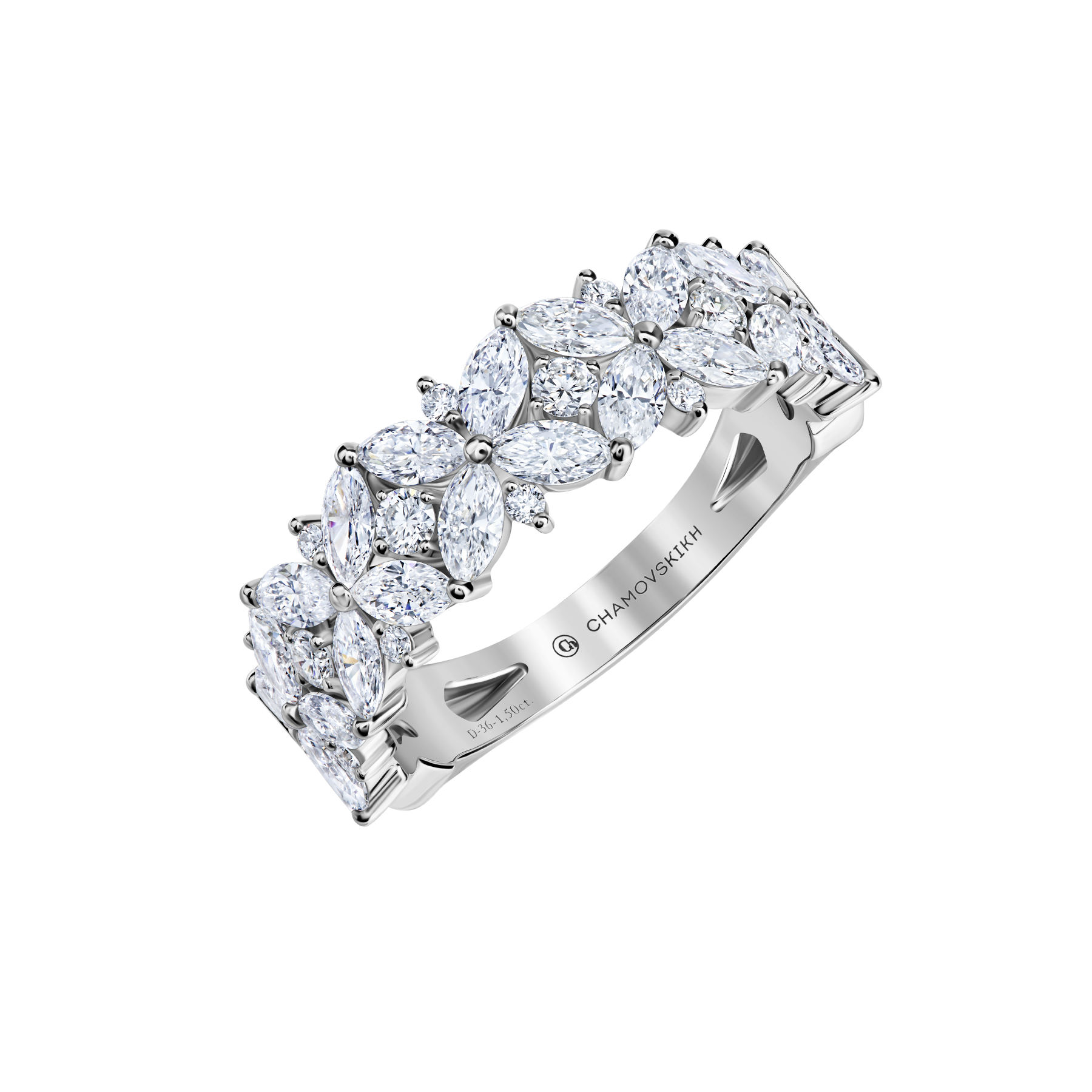 Кольцо с бриллиантами, белое золото