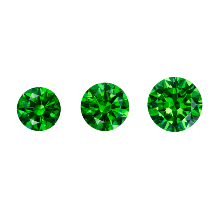 Сет из 3 демантоидов, Круг 2,06 ct, 2,36 ct, 4,92 ct. 1